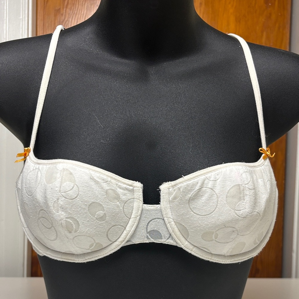 Vintage Y2K La Senza Candy 36A Bra W/ White Polka dots and little orange bows
